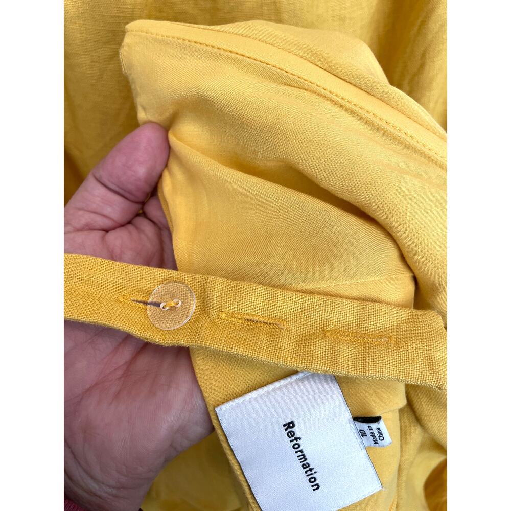 Reformation 100% Linen Two Piece Set Goldenrod Yellow Sz 10 Coquette Cottagecore - Picture 10 of 11